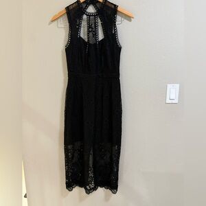 Alexis Black Lace High Neck Midi Dress - Size Small